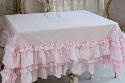 Metinev Saten 140 x 160 cm Dikdörtgen Masa Örtüsü Pembe