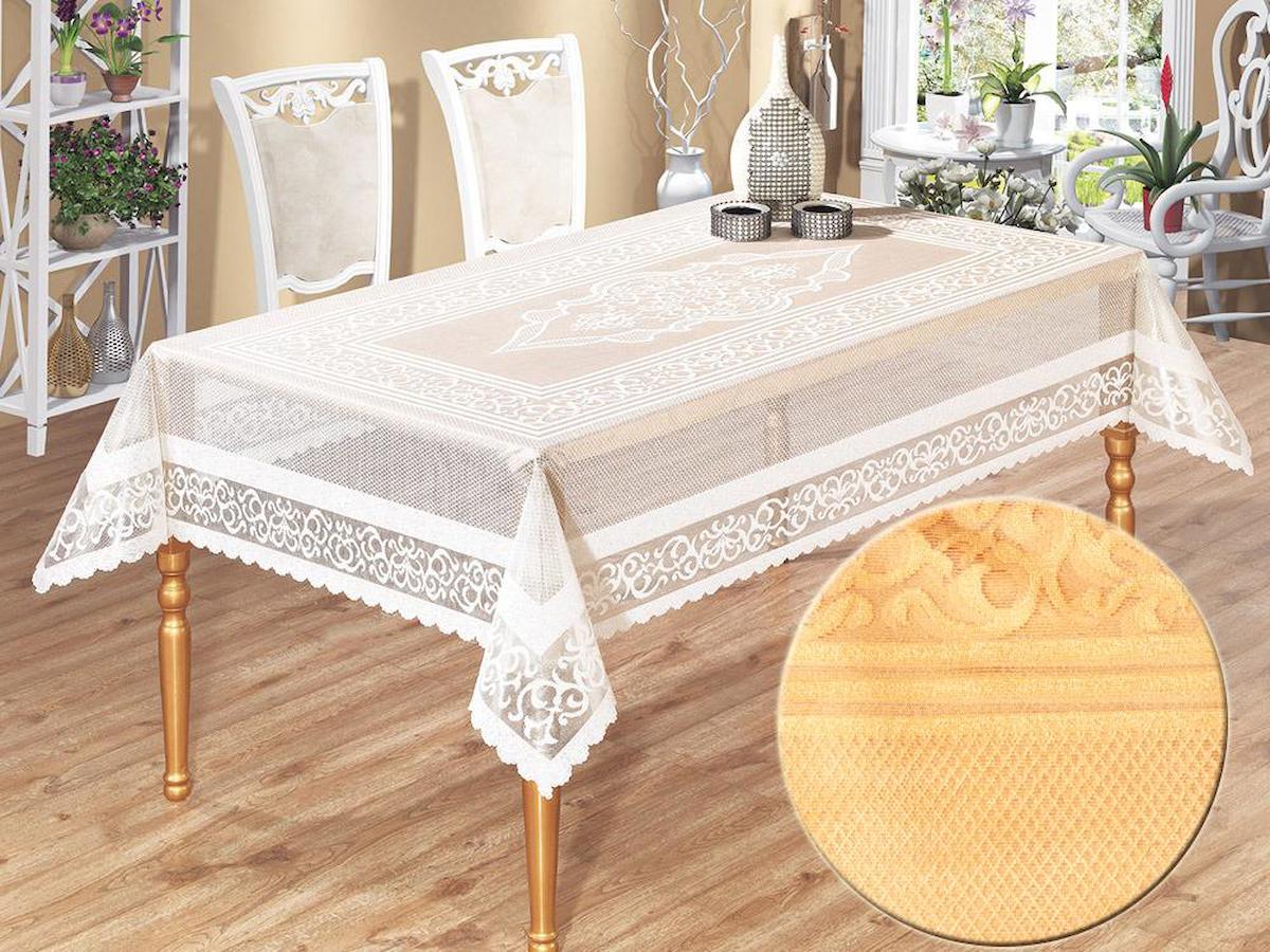 Çeyiz Diyarı Polyester 160 x 220 cm Dikdörtgen Masa Örtüsü Gold