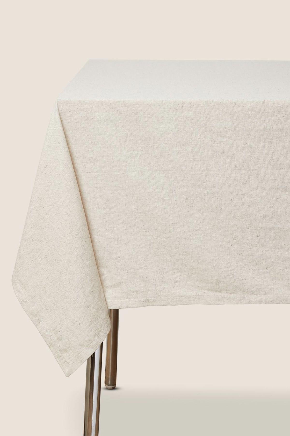Emtory Home Keten 100 x 100 cm Kare Masa Örtüsü Krem