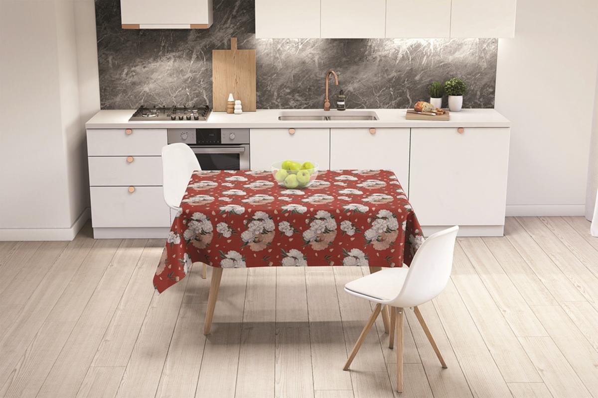 Adawal Keten 160 x 220 cm Dikdörtgen Masa Örtüsü Kırmızı