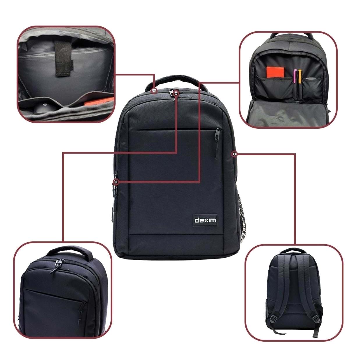 Dexim DXBP11 15.6 inç Kumaş Su Geçirmez Laptop Sırt Çantası Siyah