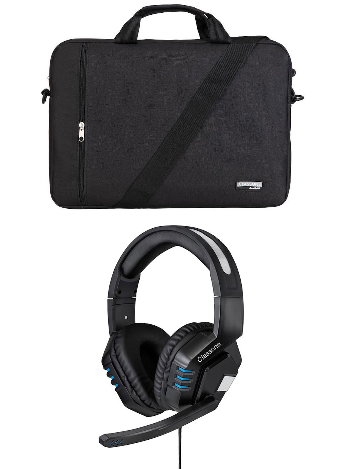 Classone 15.6 inç Kumaş Su Geçirmez Laptop El Çantası Siyah + HP800 Kulaklık