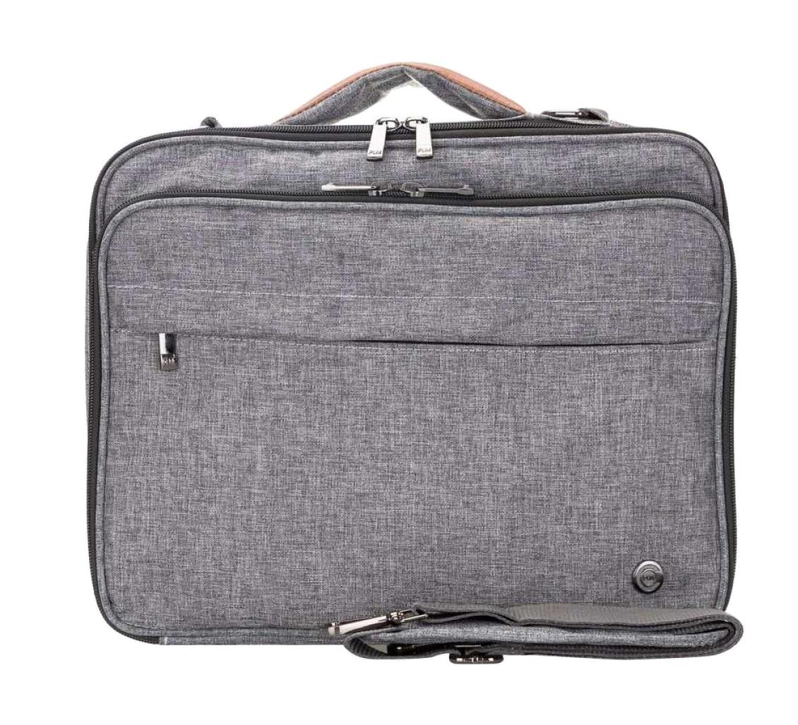 Plm Smartpack 15.6 inç Suni Deri Su Geçirmez Laptop Postacı Çantası Gri