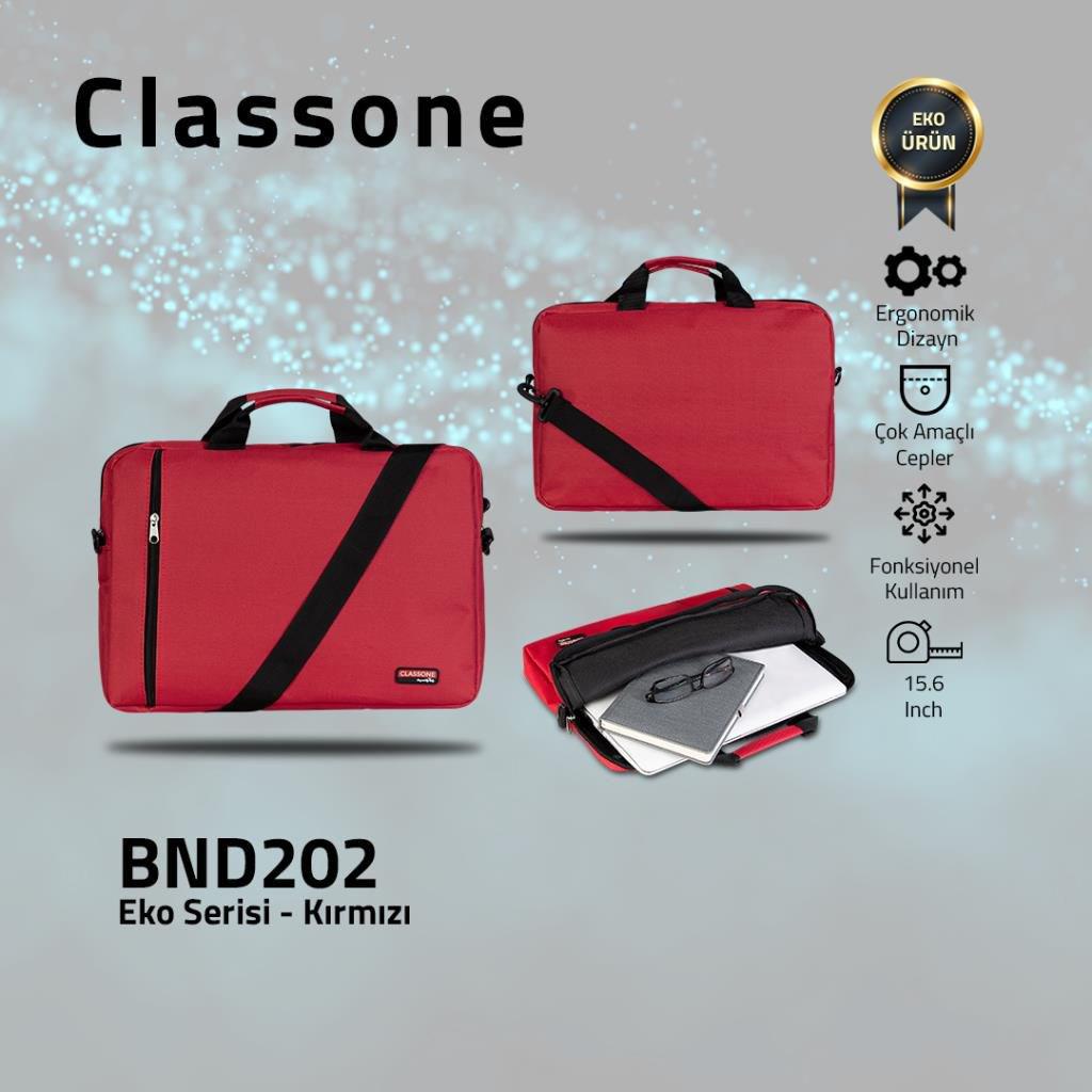 Classone Eko 15.6 inç Kumaş Laptop El Çantası Kırmızı