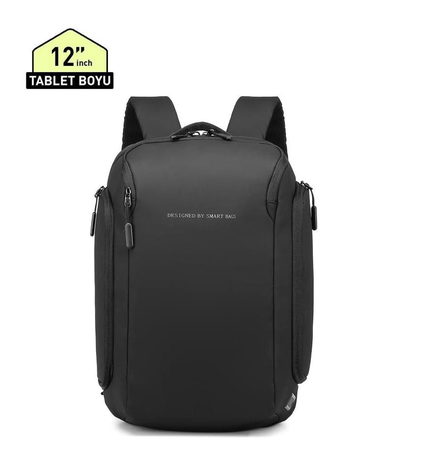 Smart Bags Bags 8647-01 15.6 inç Tekstil Su Geçirmez Laptop Sırt Çantası Siyah