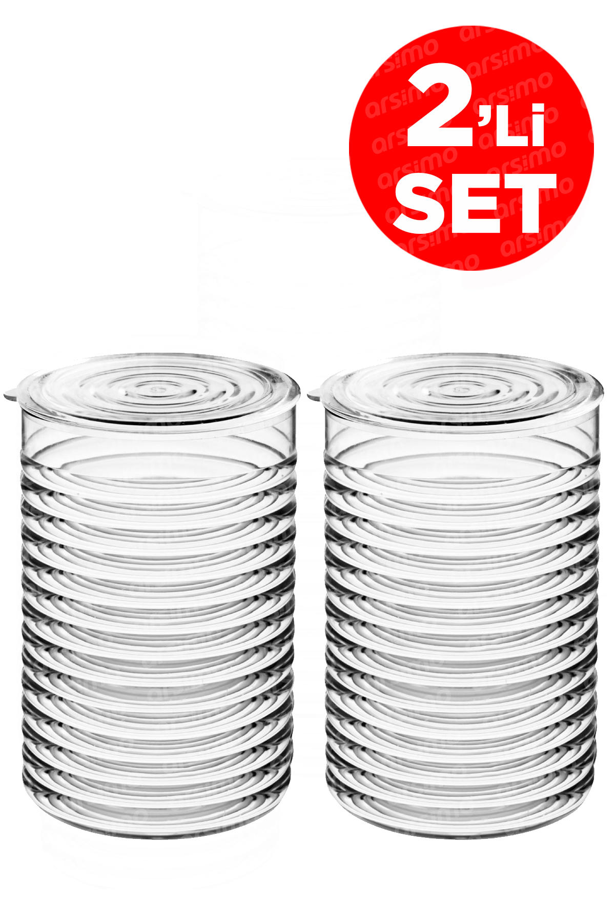 Arsimo 4 Parça Yuvarlak Cam Saklama Kabı 1.2 lt