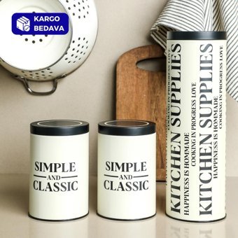 Sarkap 3 Parça Yuvarlak Metal Saklama Kabı