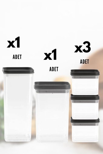 Gondol 5 Parça Dikdörtgen Plastik Saklama Kabı