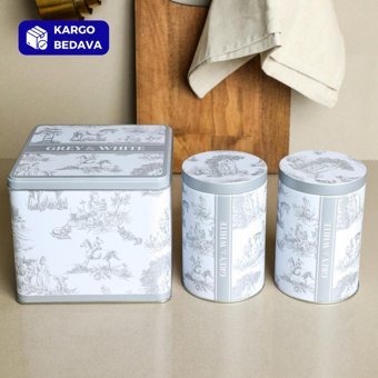 Sarkap 3 Parça Kare Metal Saklama Kabı