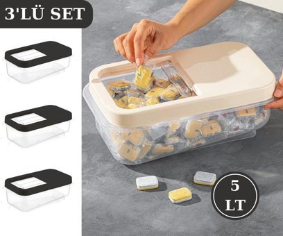 Flosoft 6 Parça Dikdörtgen plastik Saklama Kabı 5 lt