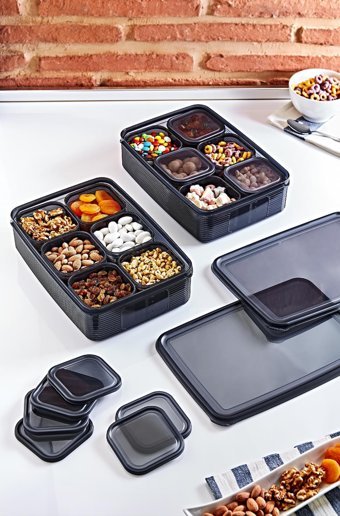 Muyika Evet 14 Parça Dikdörtgen Plastik Saklama Kabı 3.5 lt