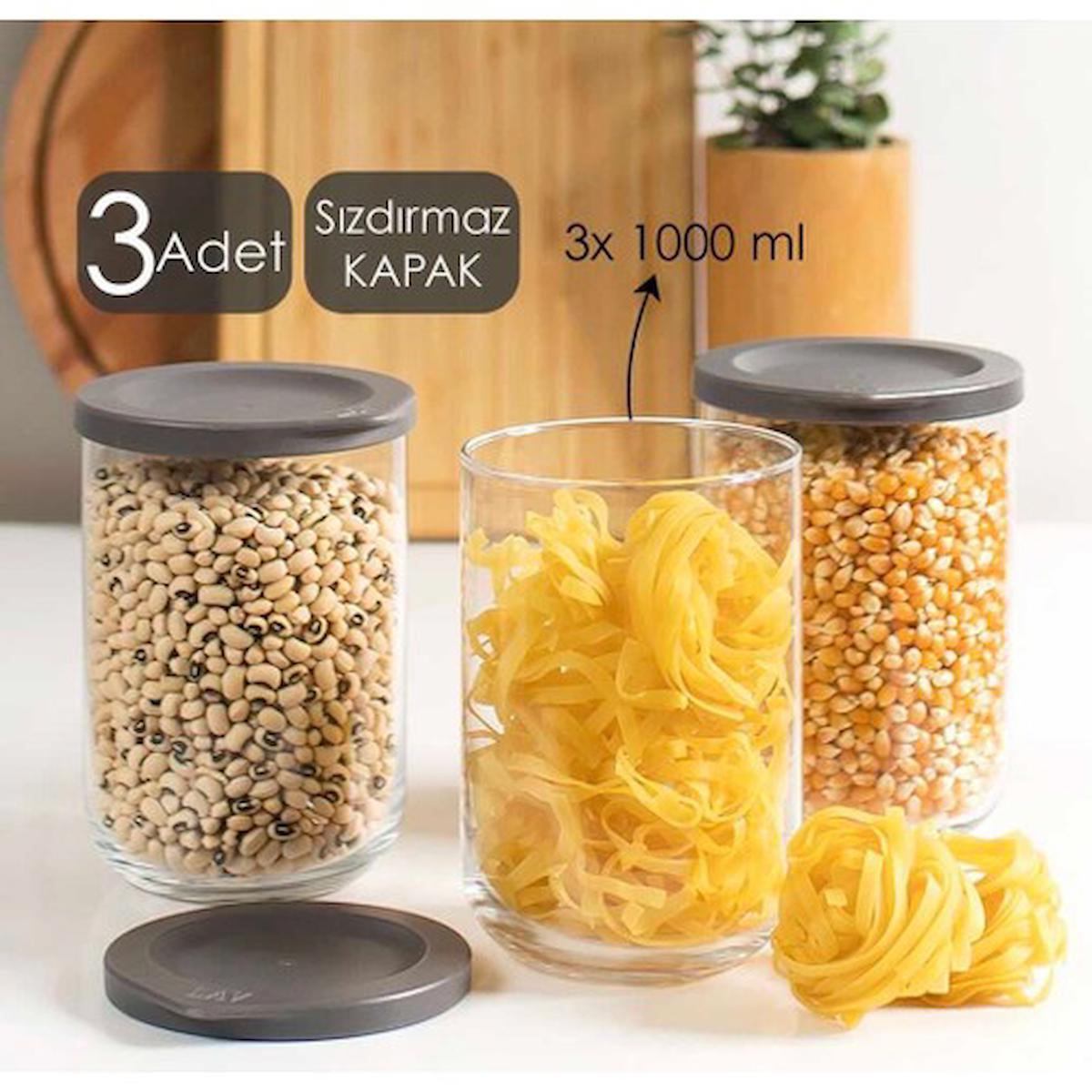 Lav 6 Parça Silindir Cam Saklama Kabı 1 lt