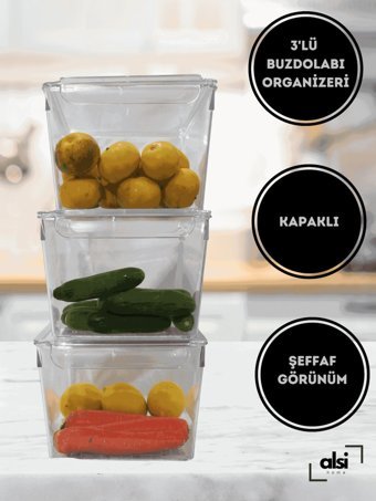 Alsi Home 6 Parça Dikdörtgen Cam Saklama Kabı