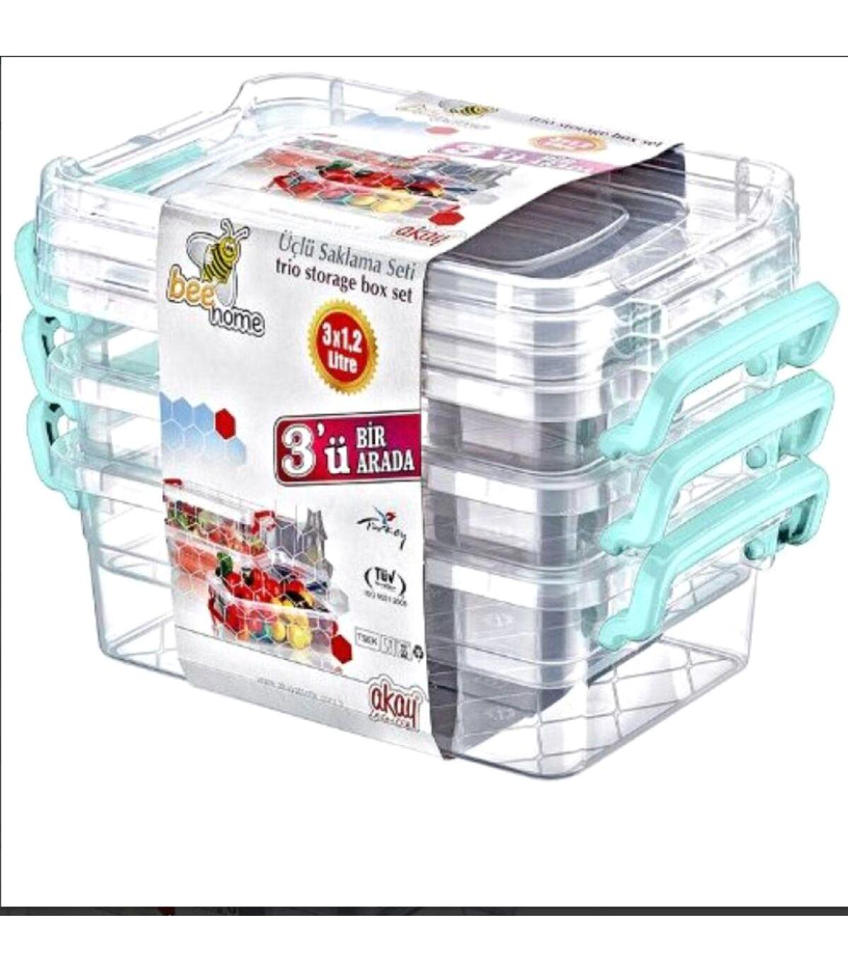 Non Ni 3 Parça Dikdörtgen Plastik Saklama Kabı 17 lt