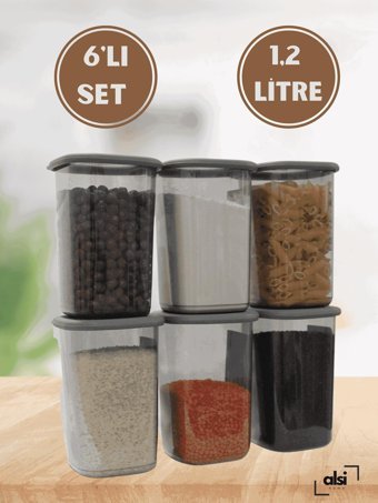 Alsi Home 12 Parça Kare Plastik Saklama Kabı 1.2 lt
