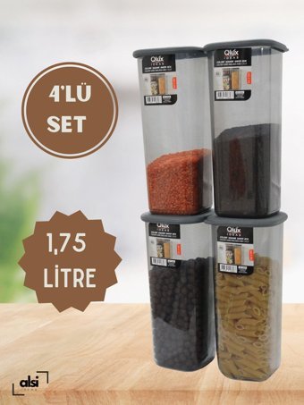 Alsi Home 8 Parça Kare Plastik Saklama Kabı 1.75 lt