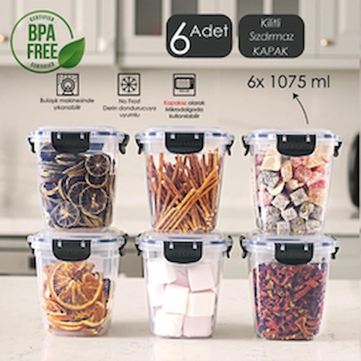 Porsima 12 Parça Kare Plastik Saklama Kabı 1 lt