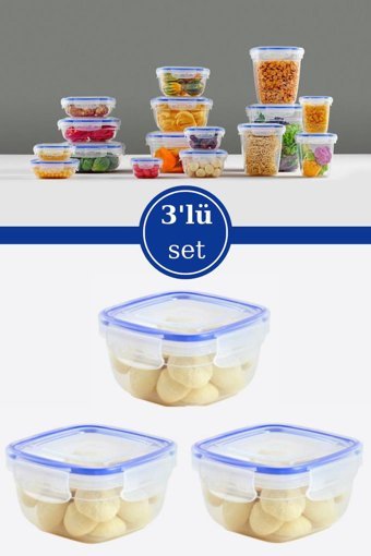 Flosoft 6 Parça Kare plastik Saklama Kabı 275 ml