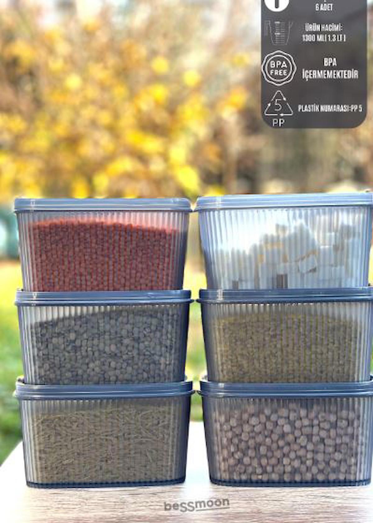 Bessmoon 12 Parça Dikdörtgen Plastik Saklama Kabı 1.3 lt