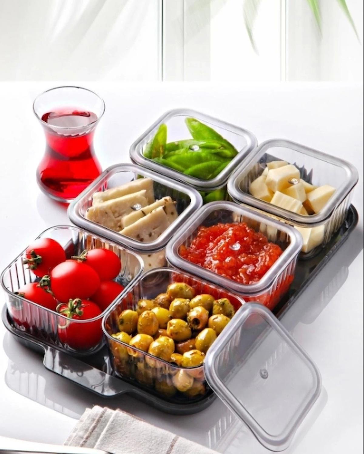 Kapris 13 Parça Kare Cam-Plastik Saklama Kabı