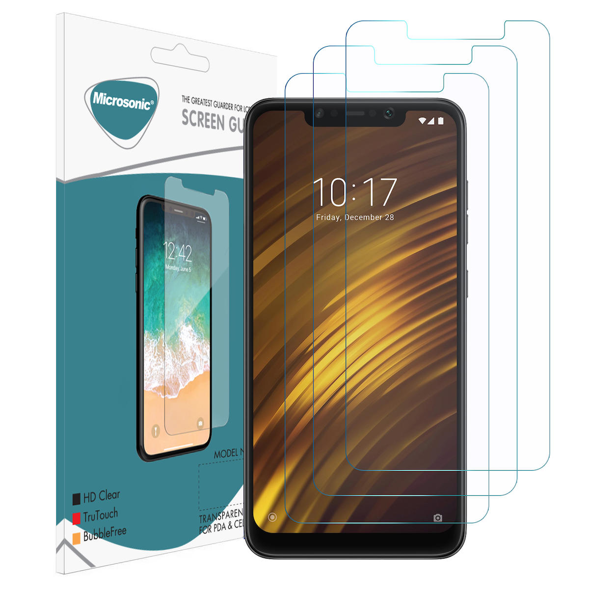 Microsonic Poco F1 Temperli Cam Parlak Ekran Koruyucu