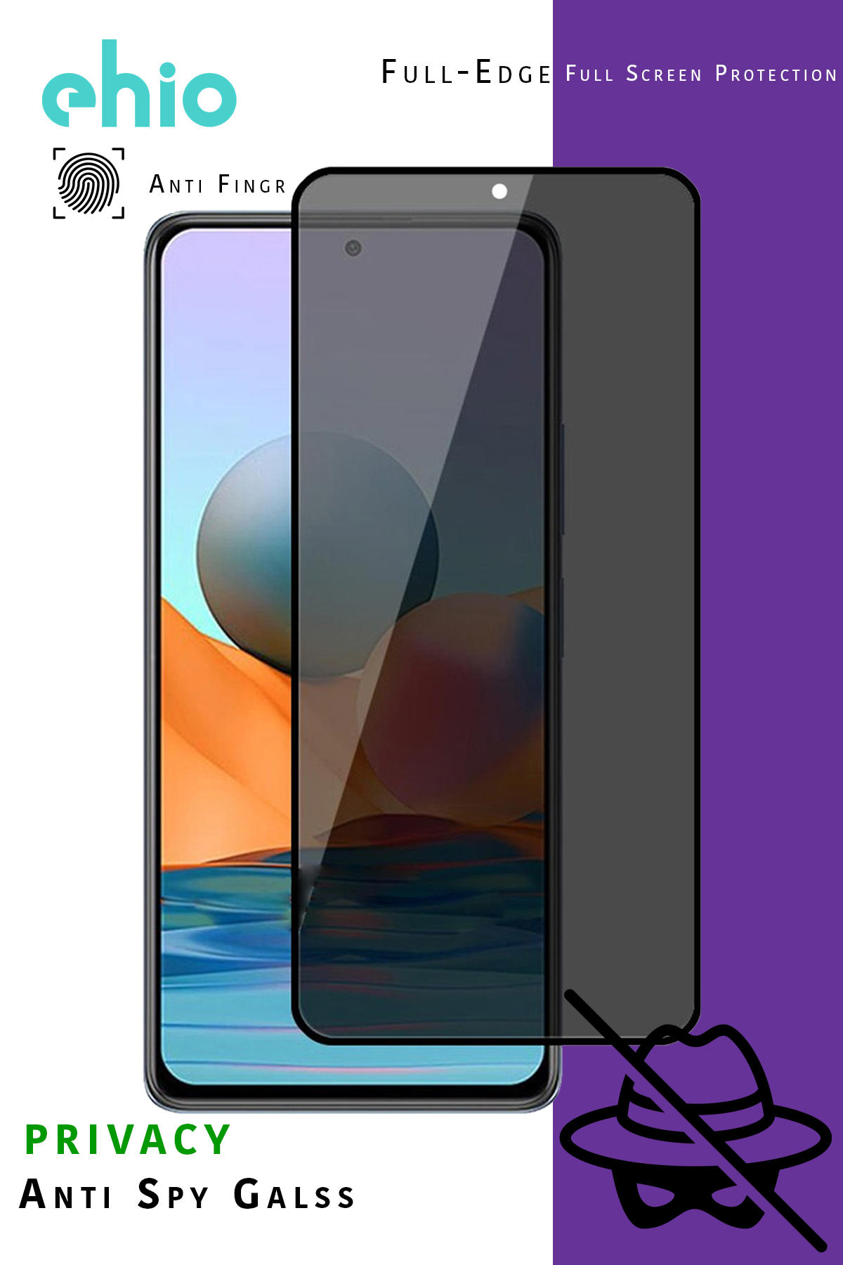 Jopus Xiaomi Redmi Note 10 Temperli Cam Gizli Hayalet Ekran Koruyucu
