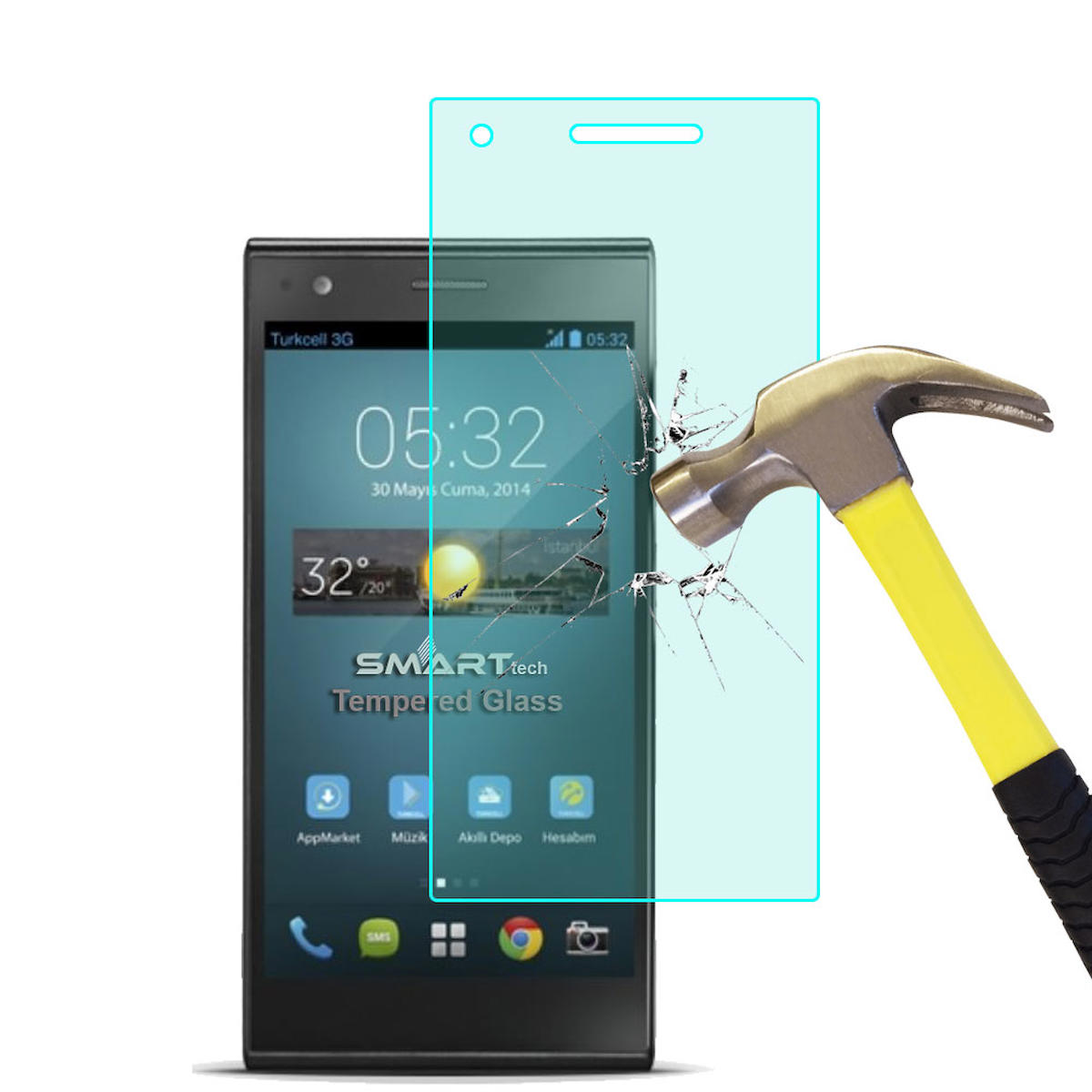Smart Tech Turkcell T50 Kırılmaz Temperli Cam Parlak Ekran Koruyucu