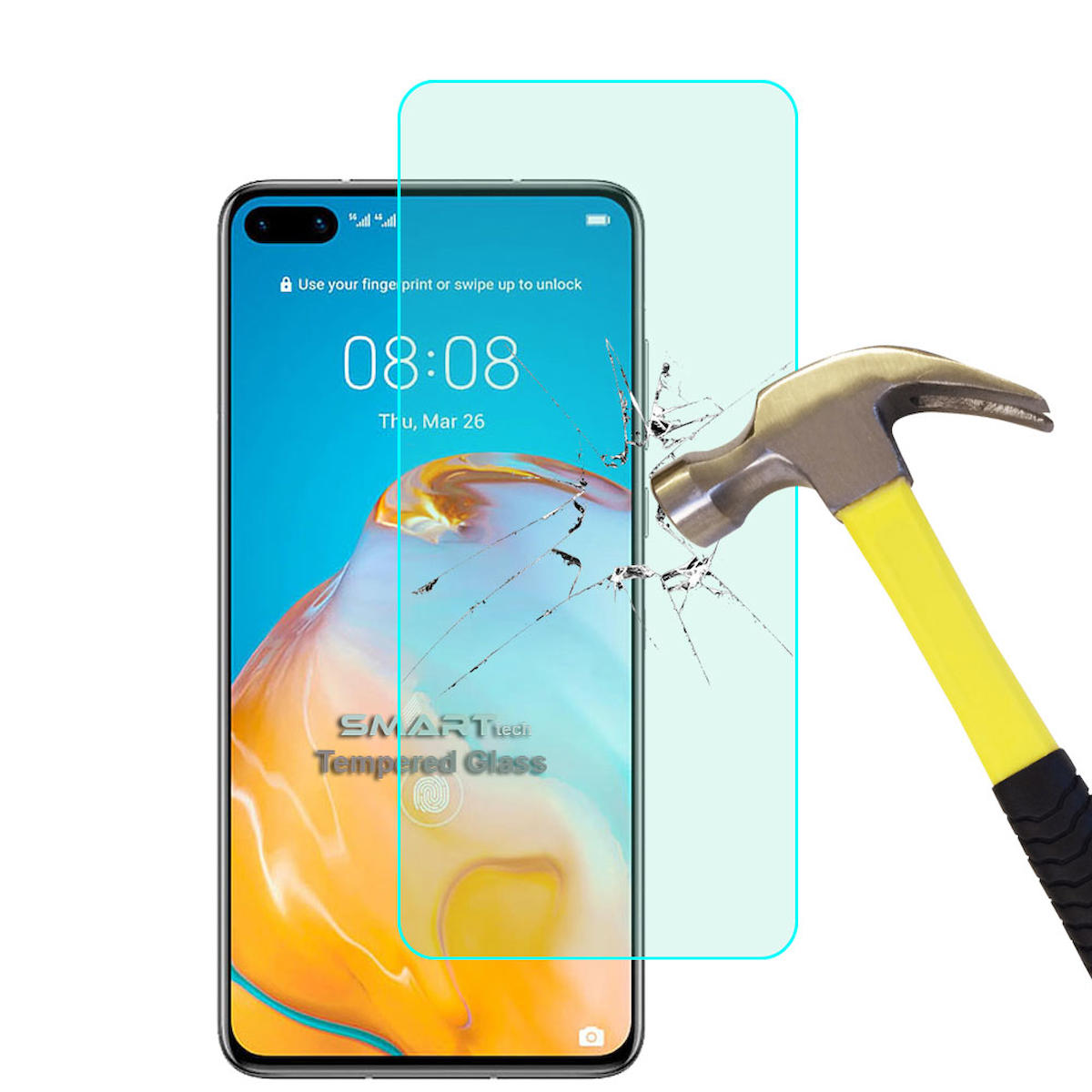 Smart Tech Huawei P40 Kırılmaz Temperli Cam Parlak Ekran Koruyucu