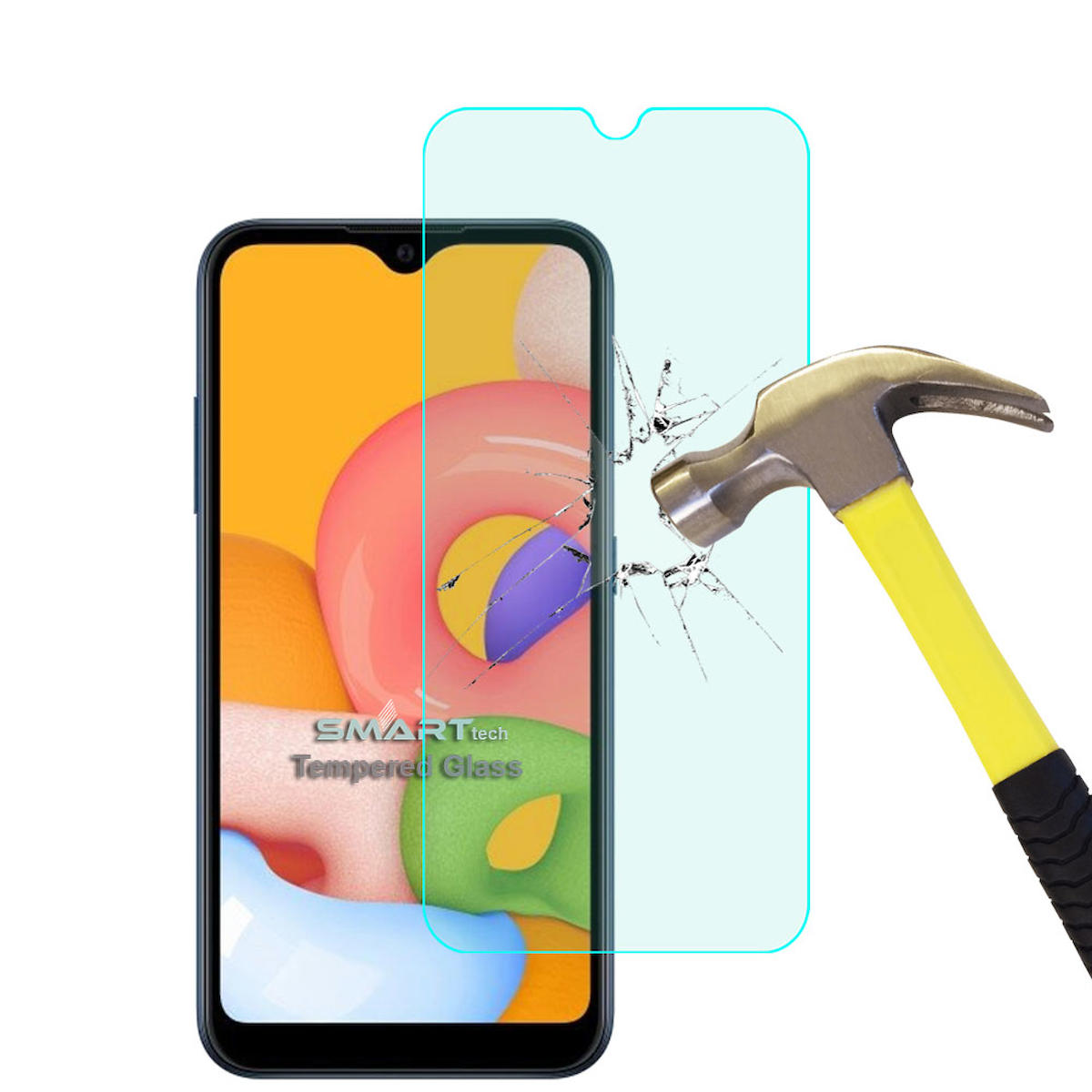 Smart Tech Samsung Galaxy A01 Kırılmaz Temperli Cam Parlak Ekran Koruyucu
