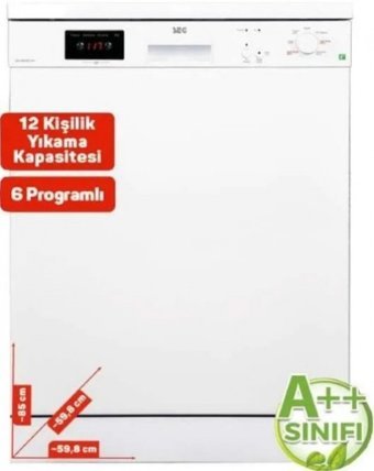 Seg SBM 6001 6 Programlı A++ Enerji Sınıfı 12 Kişilik Wifili Çekmeceli Beyaz Solo Bulaşık Makinesi