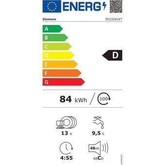 Siemens iQ300 SE23II61KT 5 Programlı C Enerji Sınıfı 13 Kişilik Wifili Çekmeceli İnox Solo Bulaşık Makinesi