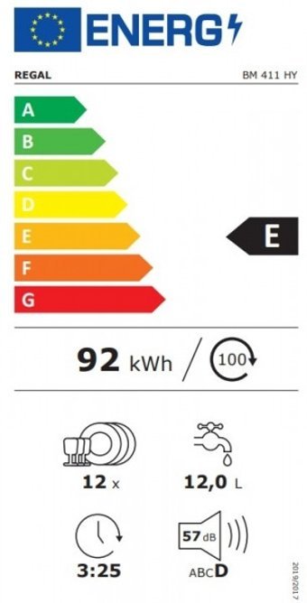 Regal 411 HY 4 Programlı E Enerji Sınıfı 12 Kişilik Wifili Çekmeceli Beyaz Solo Bulaşık Makinesi
