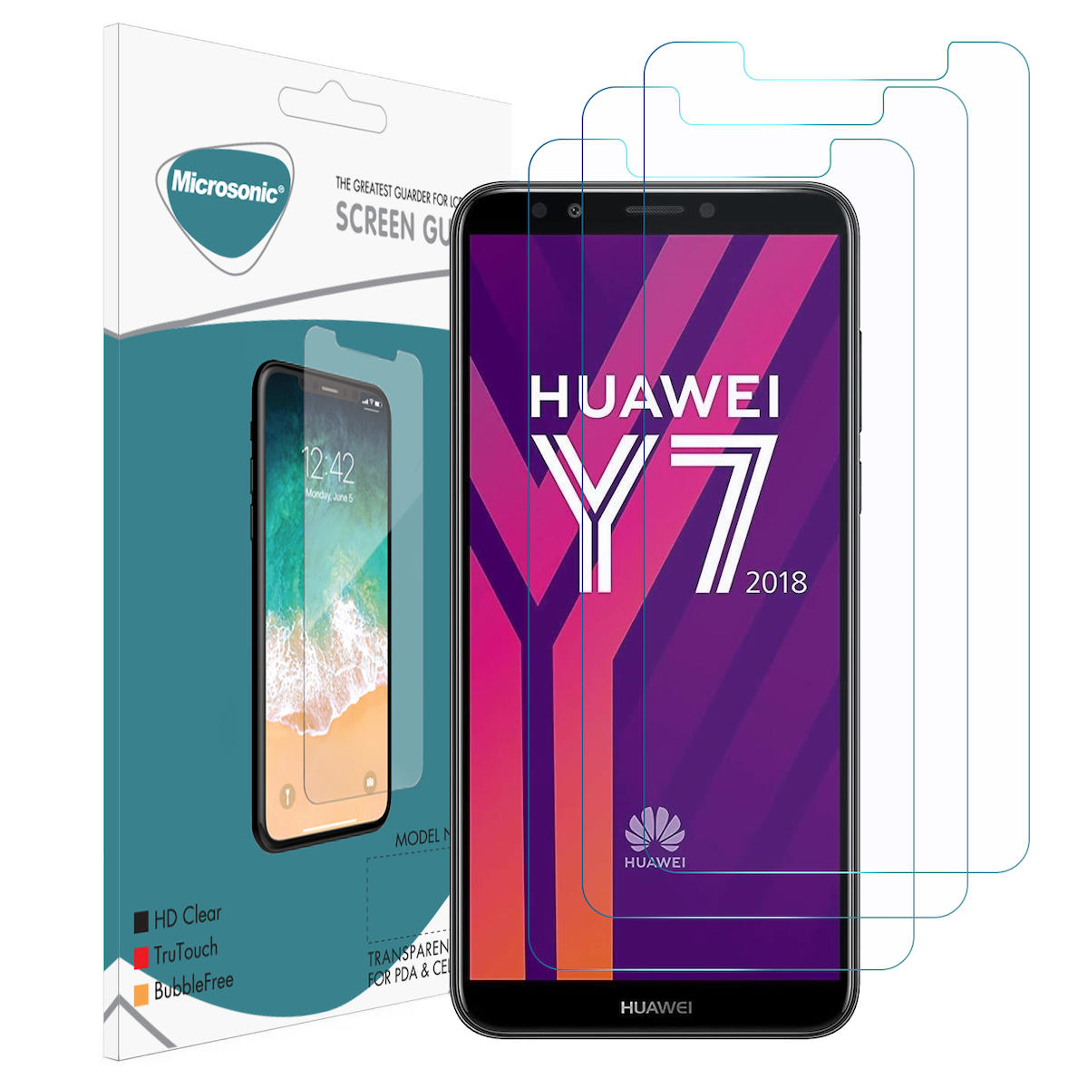 Microsonic Huawei Y7 2018 Temperli Cam Parlak Ekran Koruyucu