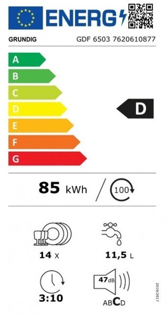 Grundig GDF 6503 6 Programlı D Enerji Sınıfı 14 Kişilik Wifili Çekmeceli Beyaz Solo Bulaşık Makinesi