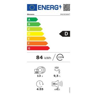 Siemens iQ300 SN23IC60KT 5 Programlı D Enerji Sınıfı 13 Kişilik Wifili Çekmeceli İnox Solo Bulaşık Makinesi
