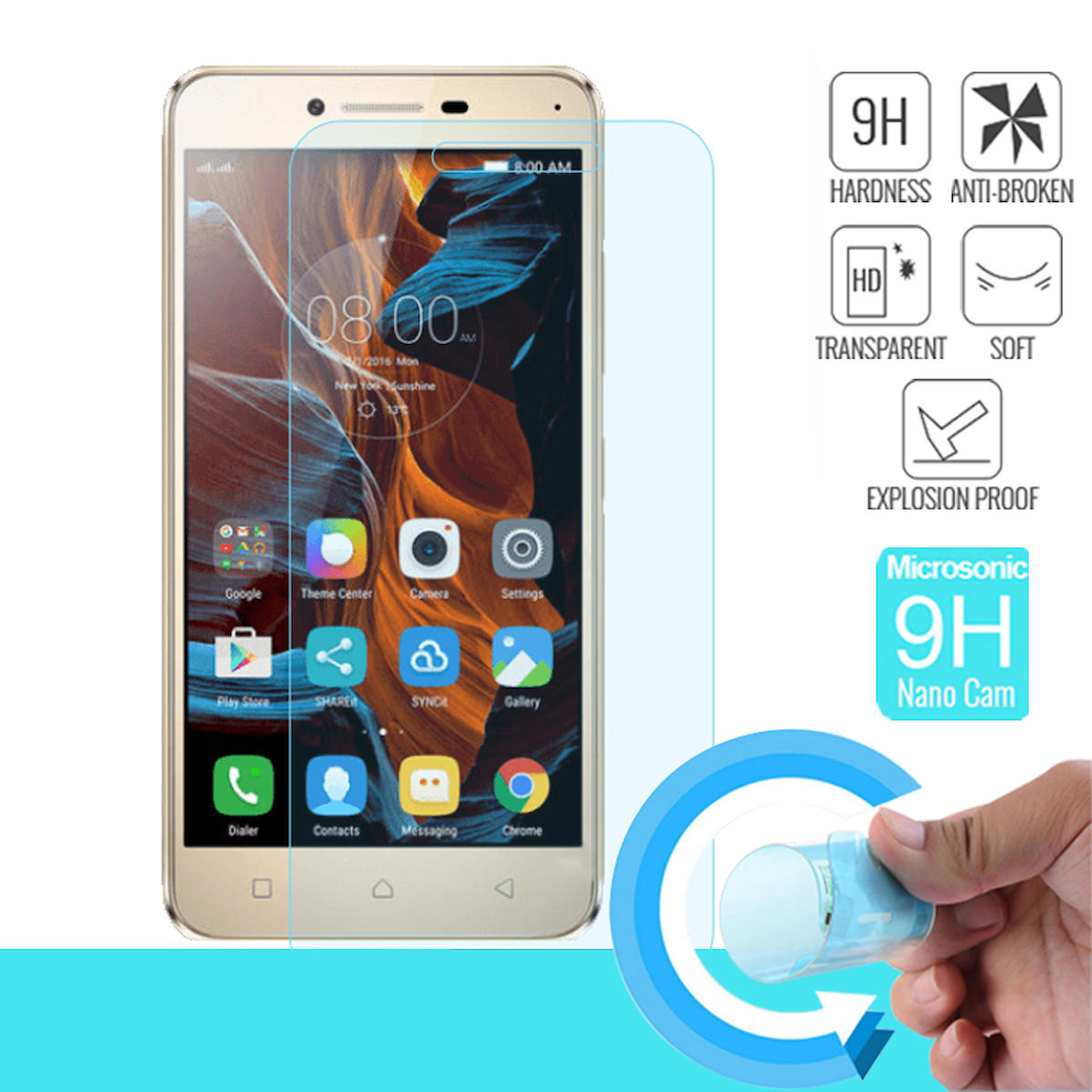 Microsonic Lenovo Vibe K5 Kırılmaz Temperli Cam Parlak Ekran Koruyucu