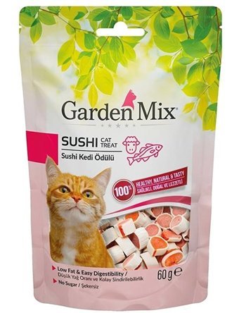Garden Mix Cat Treat Kuzulu-Sushili Yetişkin Kedi Ödül Maması 60 gr