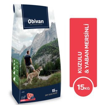 Obivan Kuzu Etli-Yaban Mersinli Yetişkin Kuru Köpek Maması 15 kg