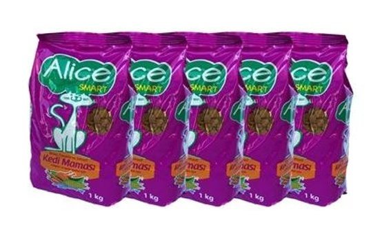 Alice Smart Balıklı-Tavuklu-Sebzeli Yetişkin Kuru Kedi Maması 5x1 kg