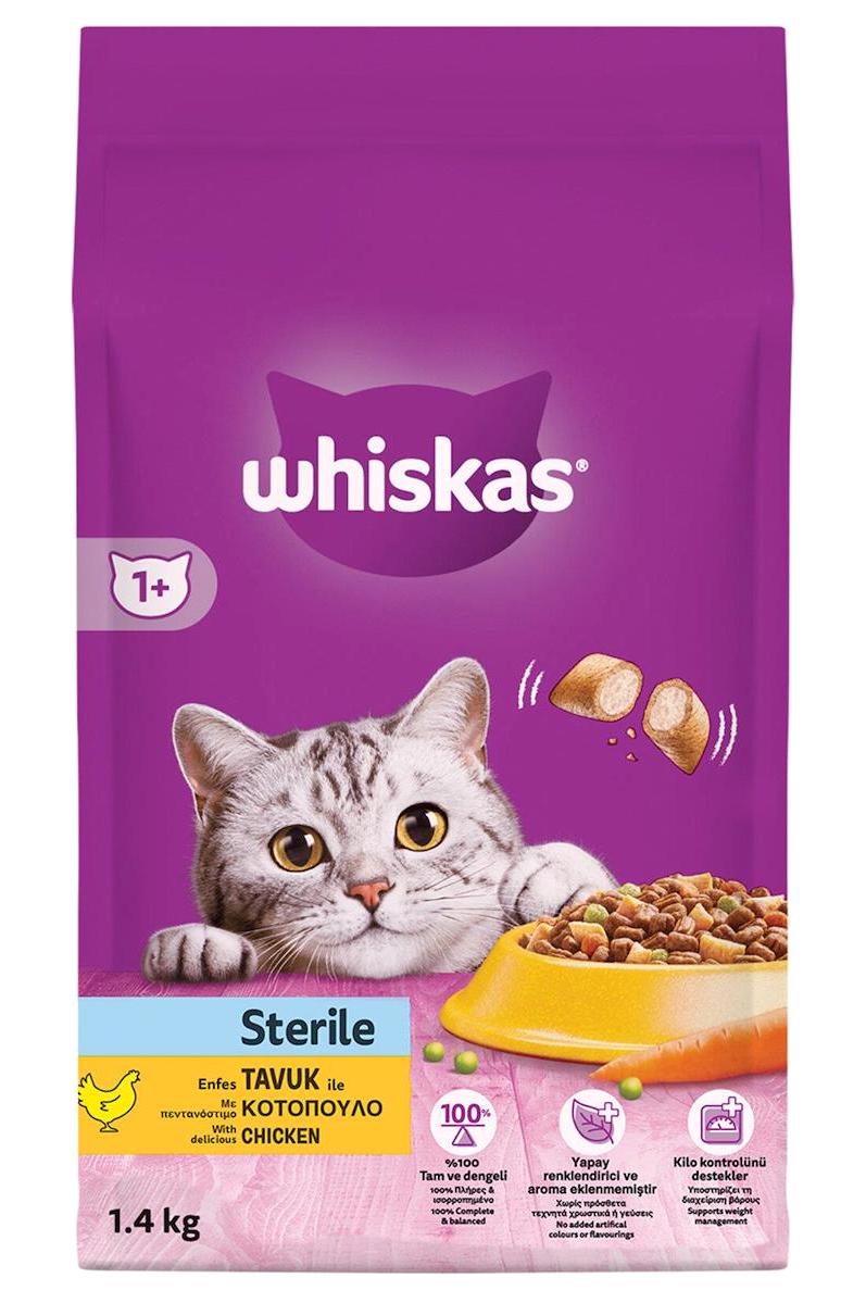 Whiskas Kısırlaştırılmış Havuçlu-Tavuklu Yetişkin Kuru Kedi Maması 1.4 kg