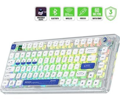 Gamepower Gasket Pro Q RGB Red Switch Kablolu Beyaz Mekanik Gaming Klavye
