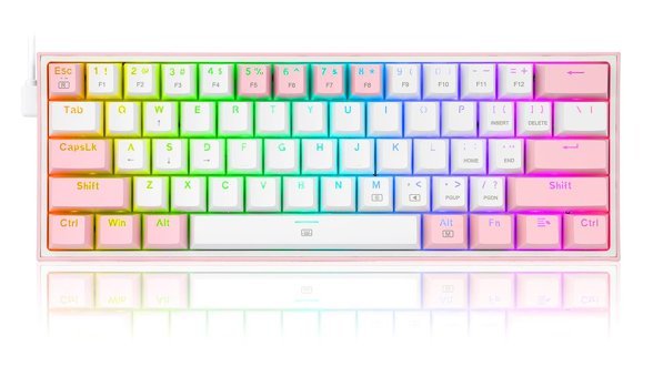 Redragon K617 RGB Red Switch Kablolu Beyaz-Pembe Gaming Klavye