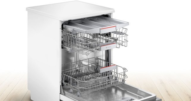 Bosch SMS4IMW60T 6 Programlı E Enerji Sınıfı 13 Kişilik Akıllı Wifili Çekmeceli Beyaz Solo Bulaşık Makinesi