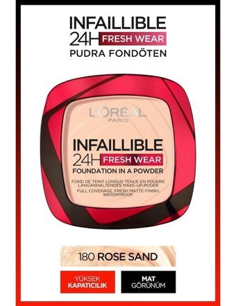 L'Oreal Paris Infaillible 24H Fresh Wear 180 Rose Sand Mat Pudra