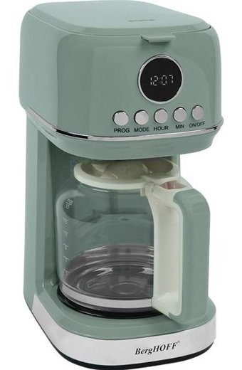 Berghoff Gem Retro 1.5 L Hazne Kapasiteli 15 Fincan 900 W Yeşil Filtre Kahve Makinesi