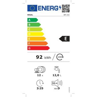 Regal BM 310 3 Programlı A++ Enerji Sınıfı 12 Kişilik Wifili Çekmeceli Beyaz Solo Bulaşık Makinesi