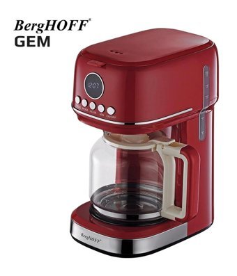 Berghoff Gem Retro 1.5 L Hazne Kapasiteli 15 Fincan 900 W Kırmızı Filtre Kahve Makinesi