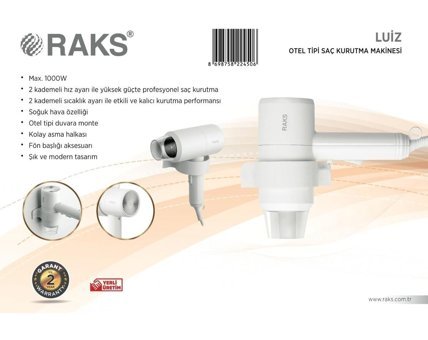 Raks Luiz 1000 W Otel Tipi Saç Kurutma Makinesi