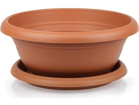 Serinova Plastik Yuvarlak Arajman Saksı Kahverengi