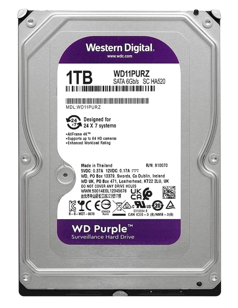 Western Digital Purple WD11PURZ 1 TB 3.5 inç 5400 RPM 64 MB SATA 3.0 Güvenlik Kamerası Harddisk